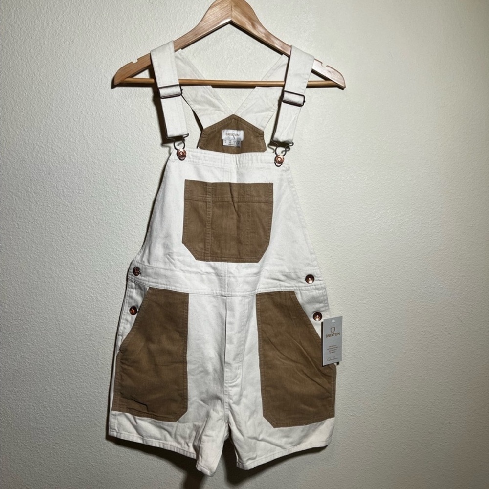 Brixton Christina Costa Short Overall Denim Corduroy Natural Size Small NWT